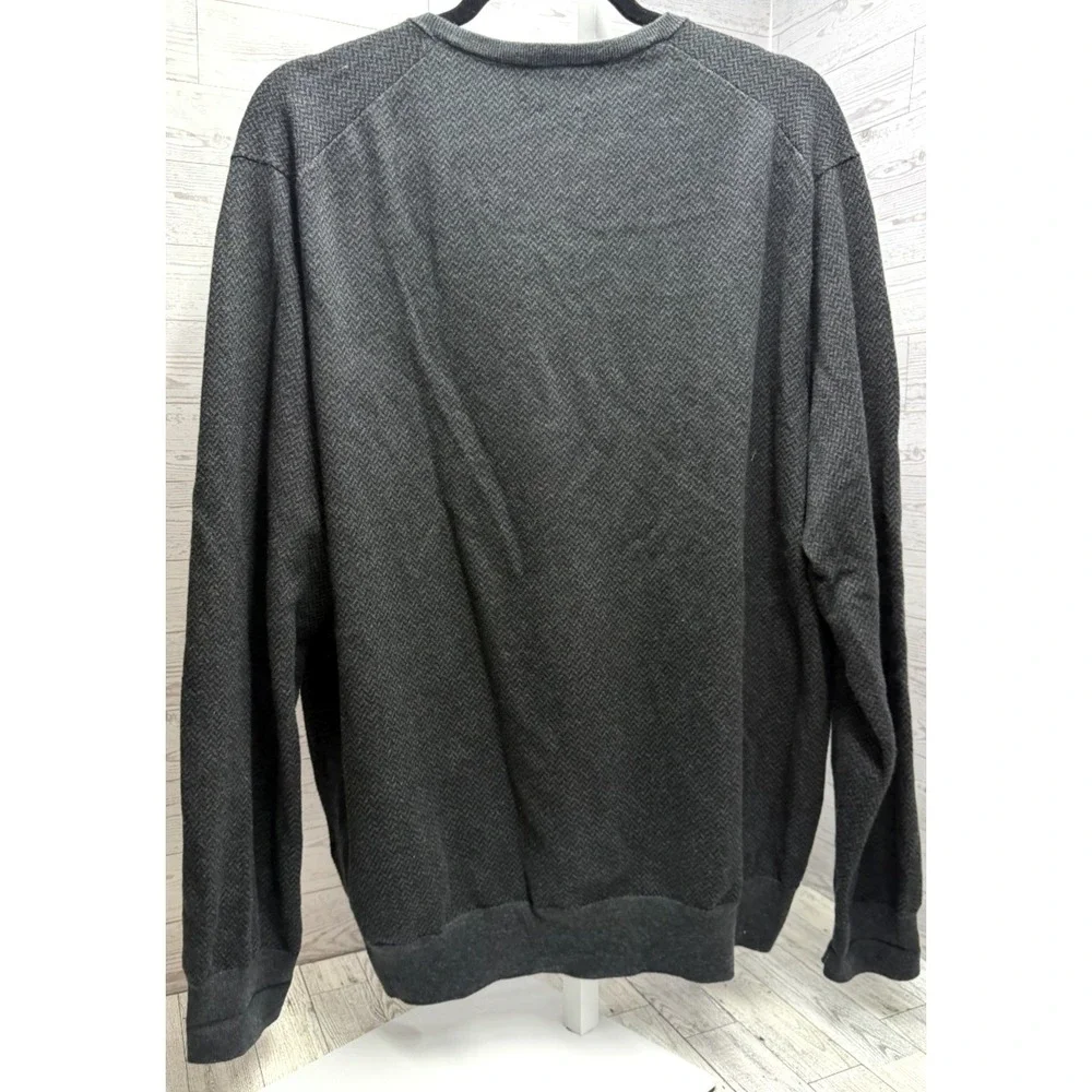 Polo Ralph Lauren V-Neck Herringbone Black Gray Sweater Pullover Size XL‎ XLARGE